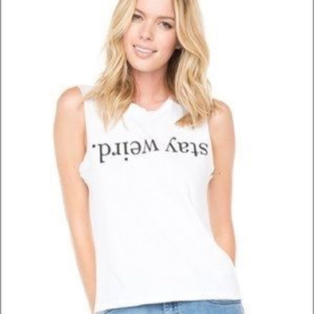 brandy melville stay weird muscle tee